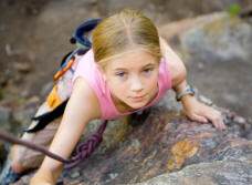 Scout rock climbing